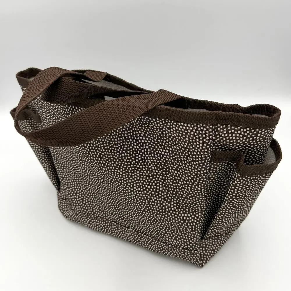 Thirty-One 5 Pocket Organizer Tote Pin Dots Brown Polka Dot Craft Caddy